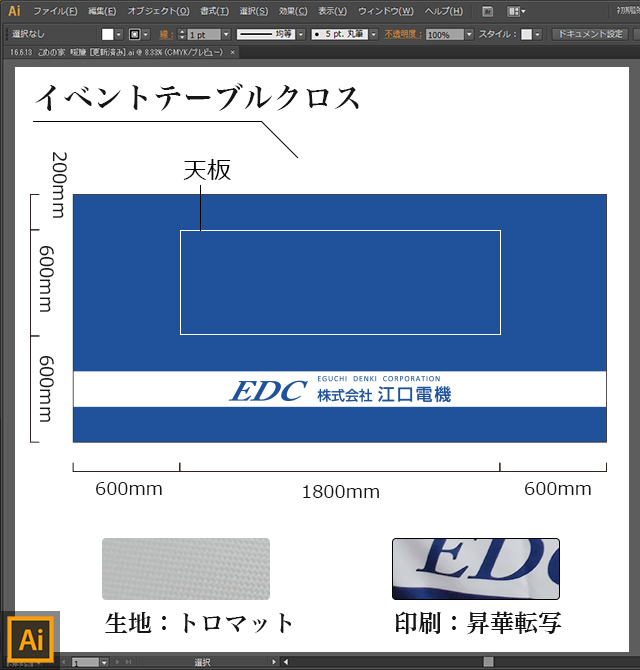 オリジナルテーブルクロスデザイン案と仕様